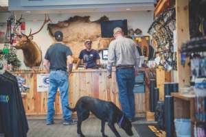 Hafner archery shop with dog